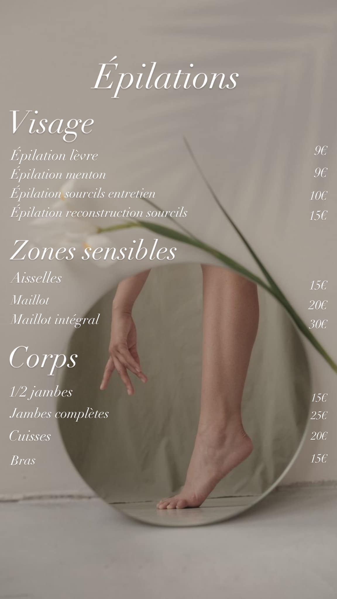 Tarifs épilations à la cire