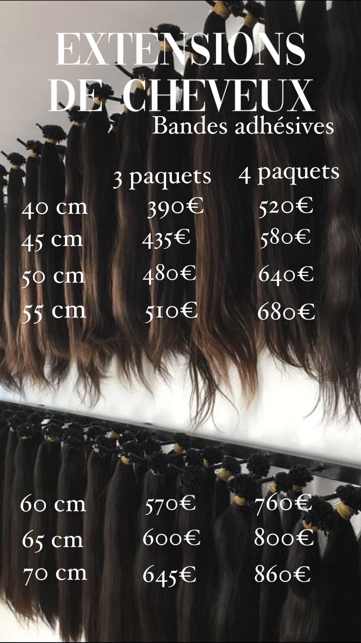 Tarifs extensions de cheveux bandes adhésives